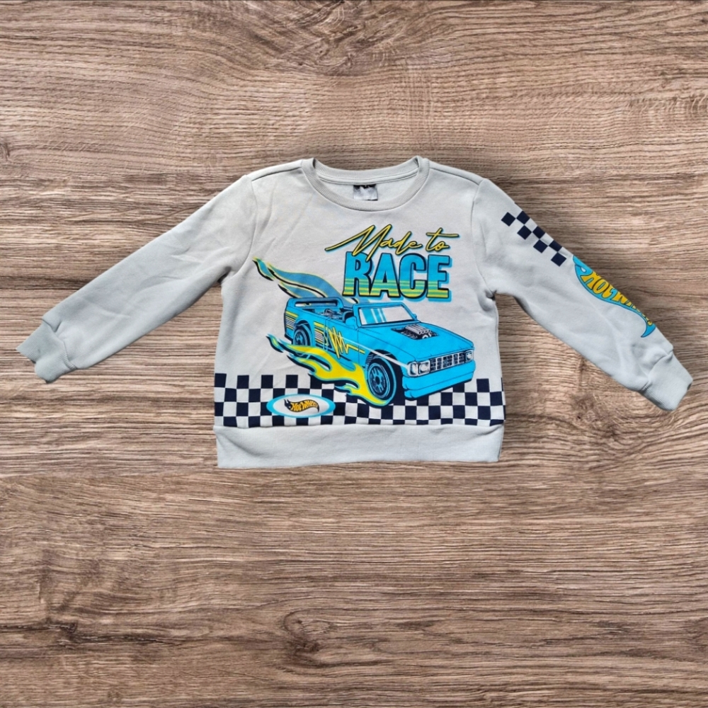 Hot Wheels Kids' Blue Race Car Soft Pullover Sweatshirt